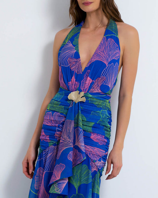 Ocean Leaf Halterneck Maxi Dress (FINAL SALE)