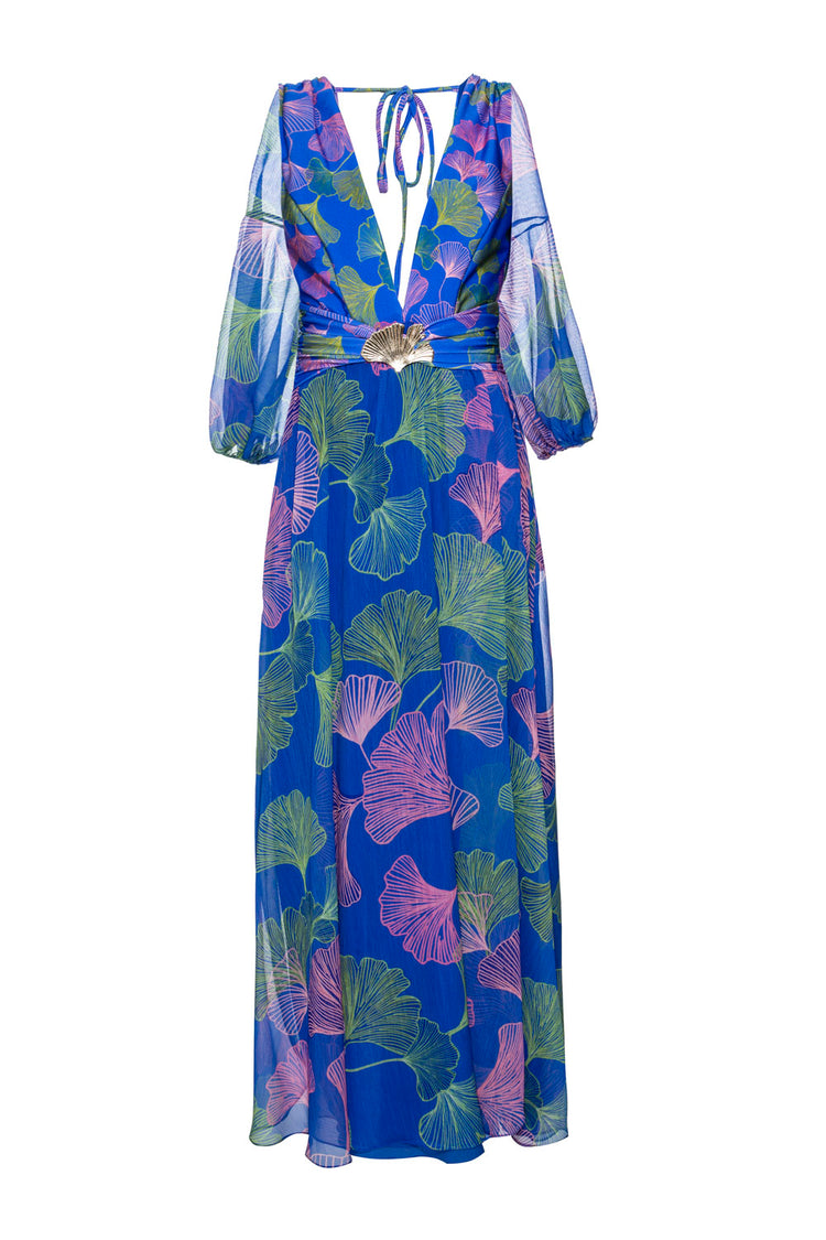 Ocean Leaf Plunge Maxi Dress (FINAL SALE)