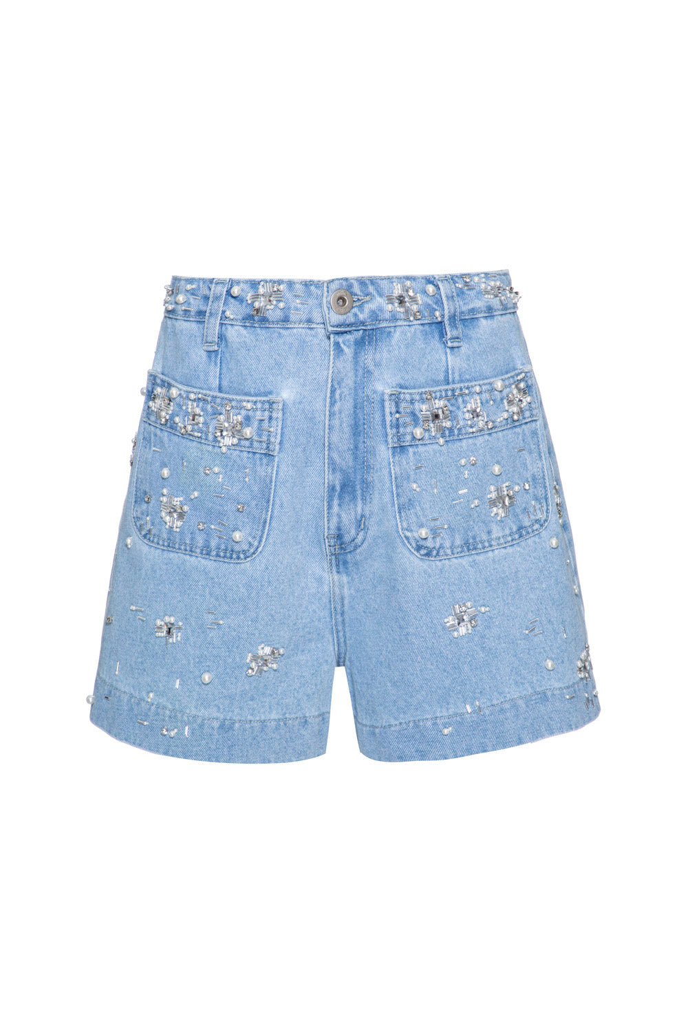 Hand-Beaded Denim Shorts (FINAL SALE)