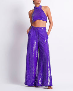 SEQUIN WIDE LEG PANT