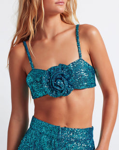 ROSETTE SEQUIN BRALETTE TOP