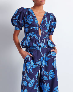 Nightflower Cotton Peplum Top