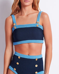 Colorblock Knit Bikini Top