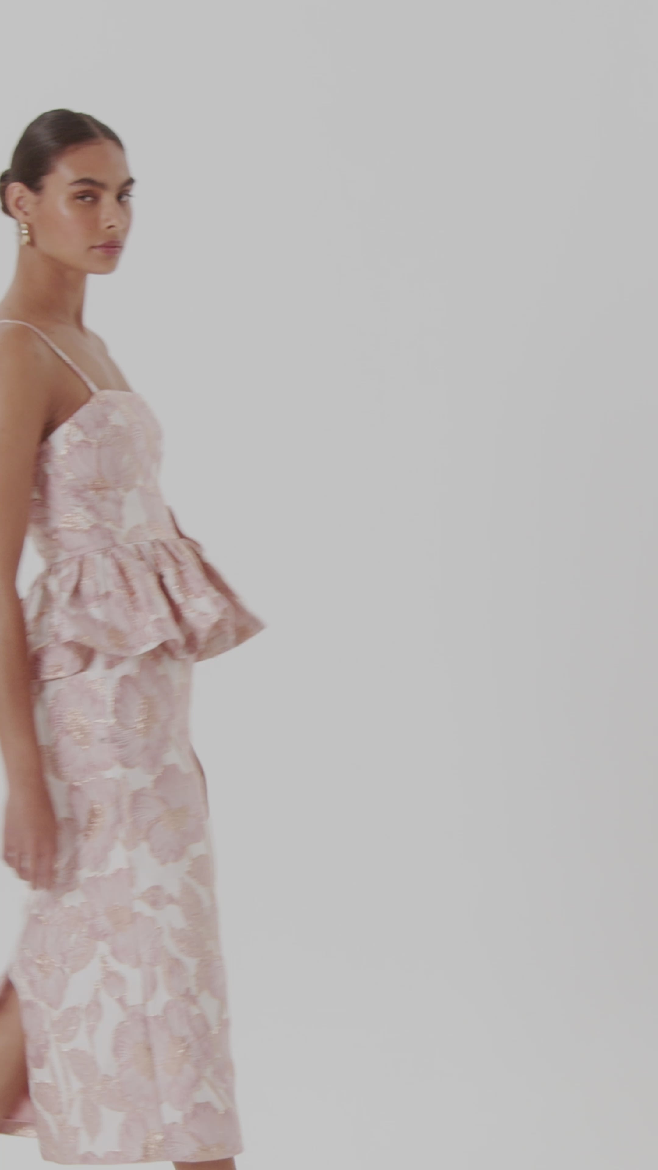PETAL JACQUARD PEPLUM MIDI DRESS – PatBO