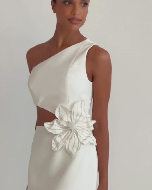 Flower Applique Midi Dress (FINAL SALE)