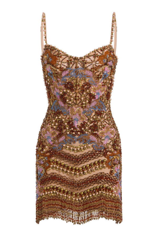 DIANA EMBROIDERY FRINGES MINI DRESS