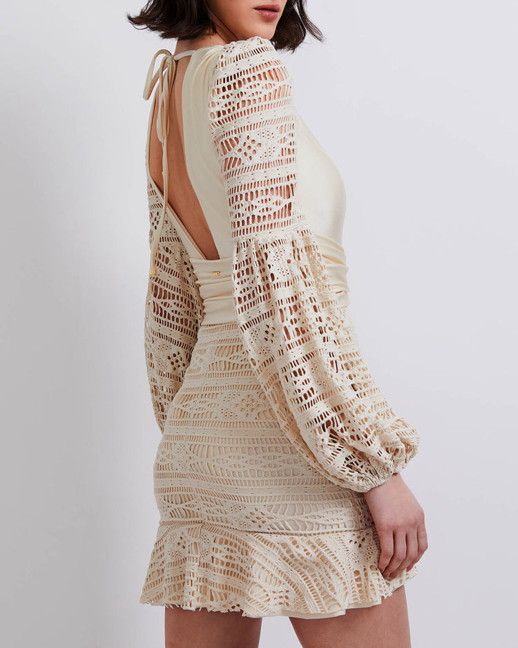 Crochet Plunge Mini Dress (FINAL SALE)