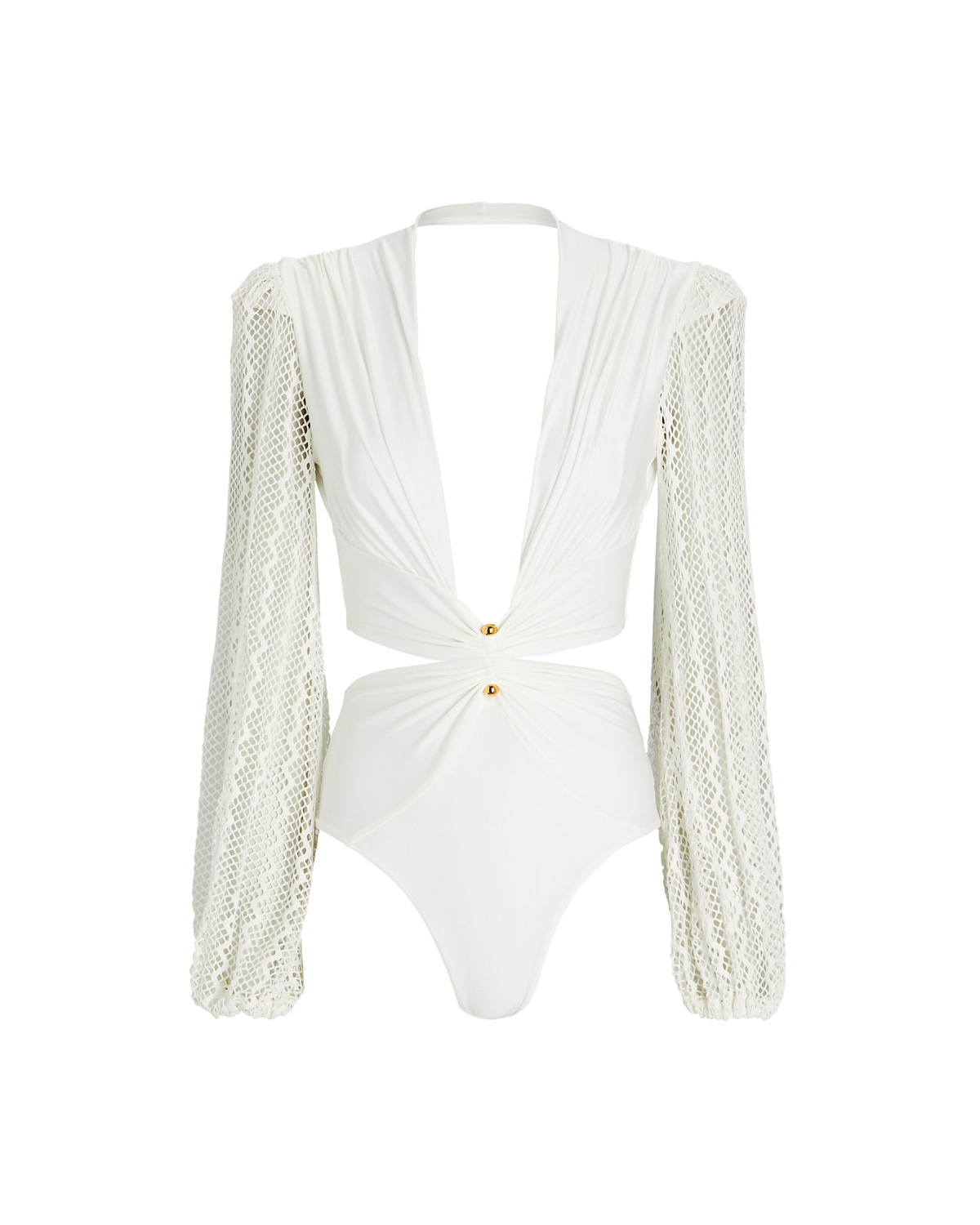 Plunge Netted Sleeve Swimsuit (EXCLUSIVE)