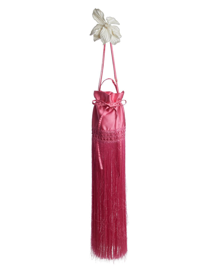 FRINGE BAG WITH BEADED FLOWER (EXCLUSIVE)