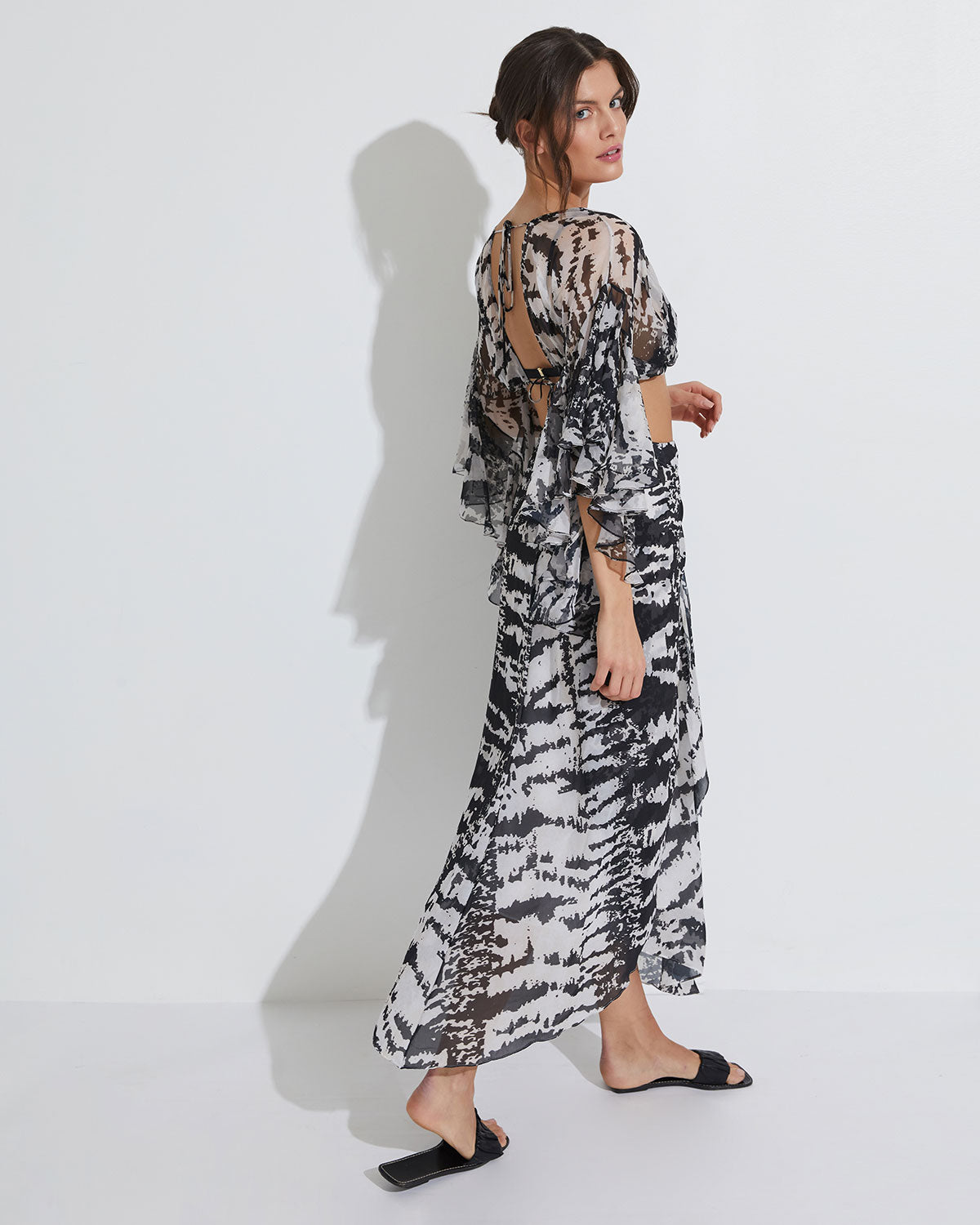 PATBO X ALESSANDRA RUFFLE SLEEVE TOP