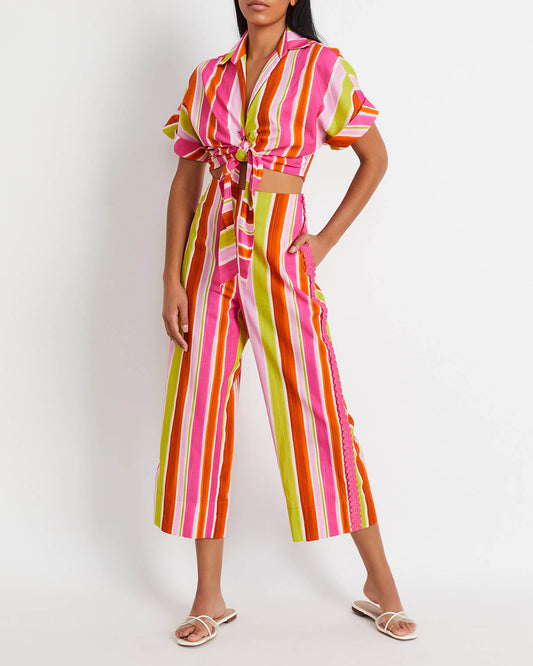 Striped Tie-Front Cropped Top (FINAL SALE)