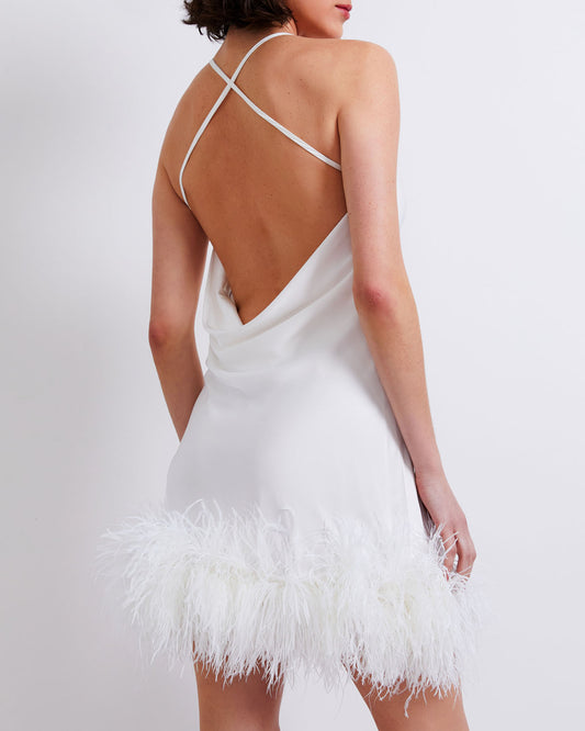 Feather Trim Mini Slip Dress (FINAL SALE)