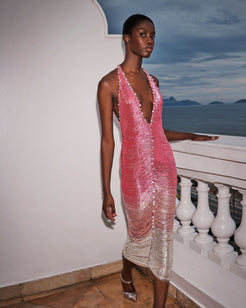 HAND-BEADED OMBRE GOWN
