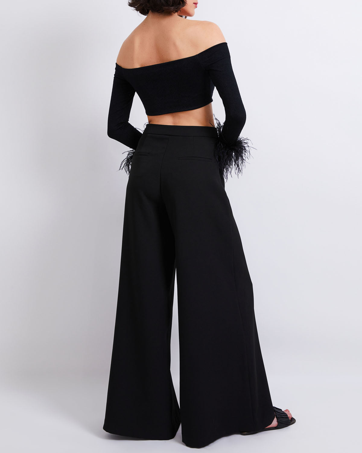 Feather Trim Knit Top