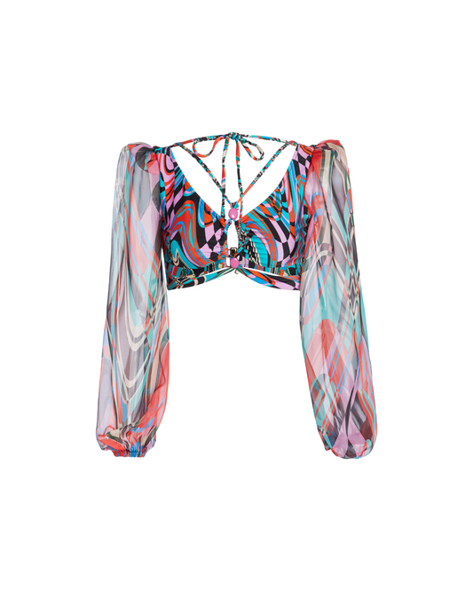 PSICODELIA STRETCH CROPPED TOP (FINAL SALE)