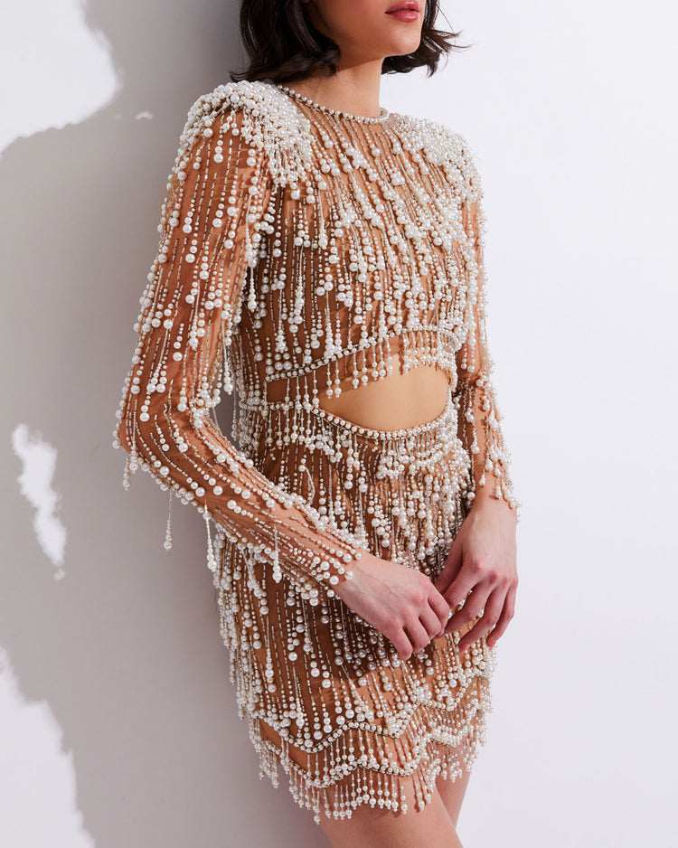 Fully Beaded Cut-Out Cocktail Dress (RUNWAY)