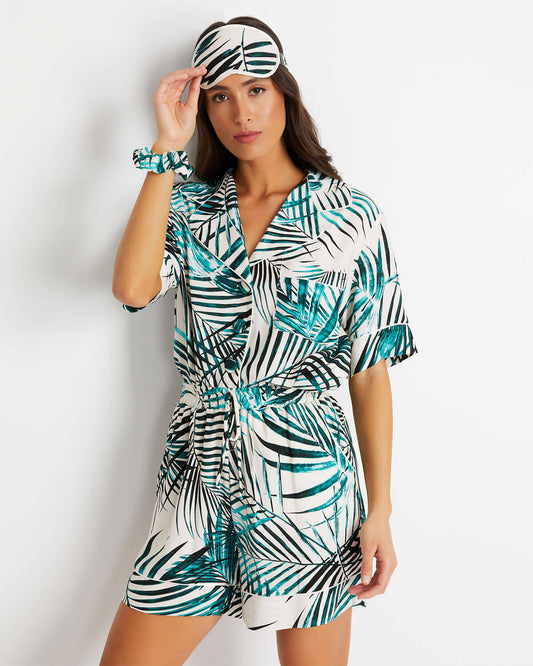 Palm Print Short Sleeve Pajama (FINAL SALE)