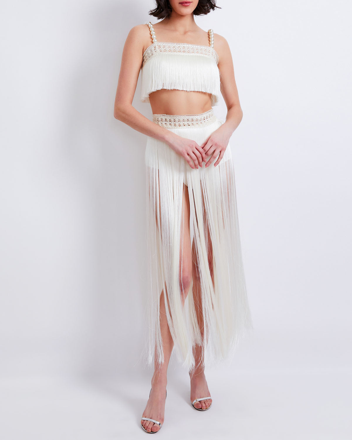 All-Over Fringe Maxi Skirt with Built-In Bottom