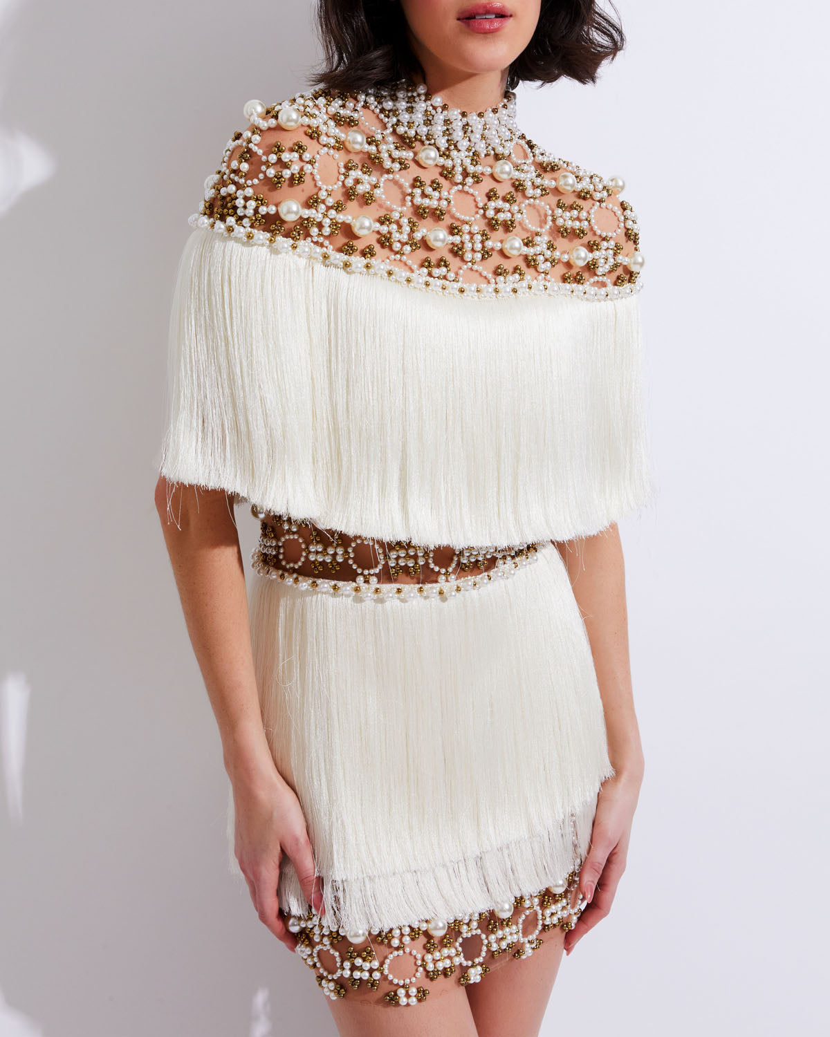 Patbo Women's Bead & Fringe Cut-Out Dress - White - Size 2