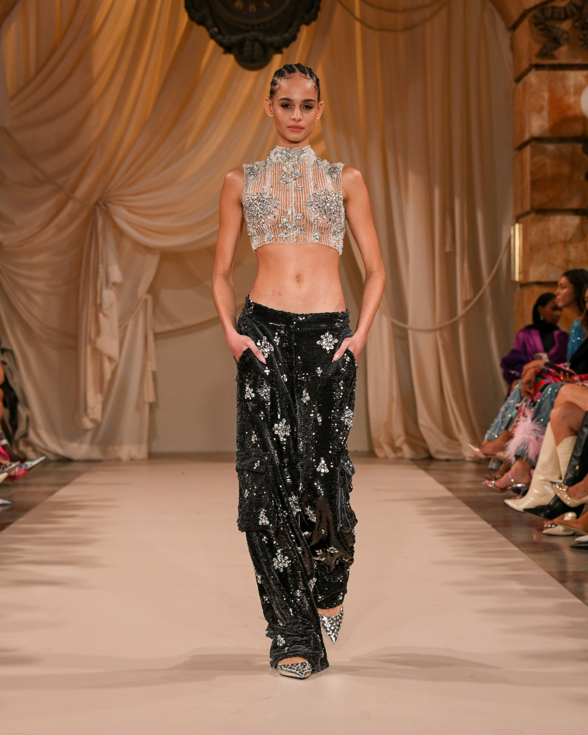 HAND-BEADED CROPPED TOP