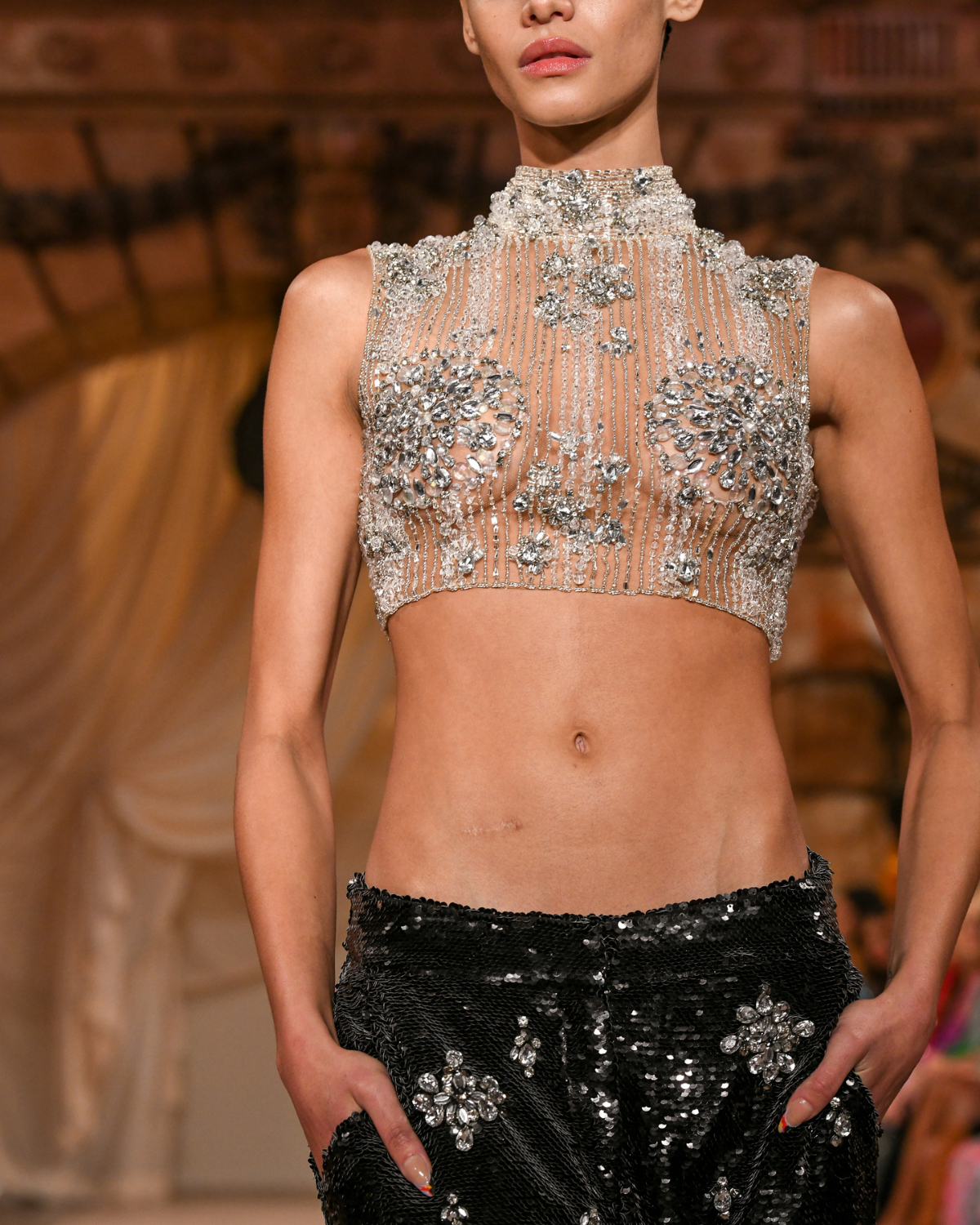 HAND-BEADED CROPPED TOP