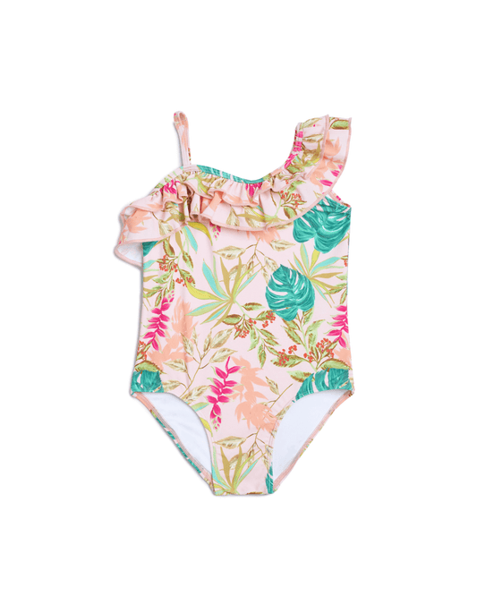 BABY ONE-SHOULDER TROPICALIA PRINT