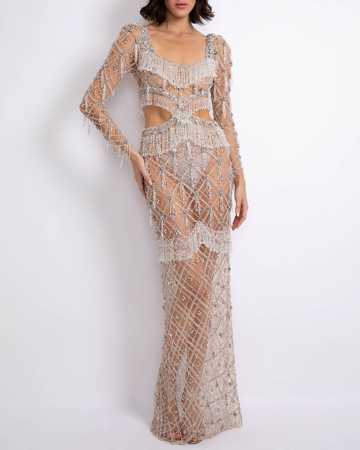 Fully Beaded Long Sleeve Gown (RUNWAY)