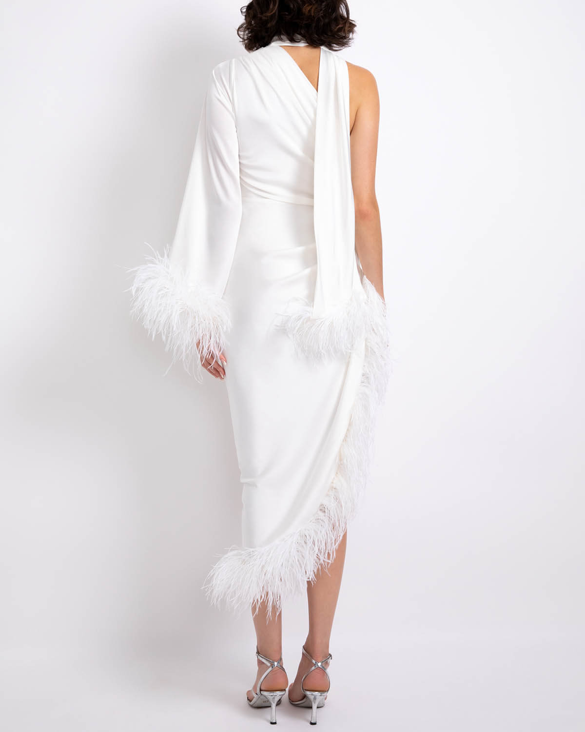 FEATHER TRIM OSCAR DRESS