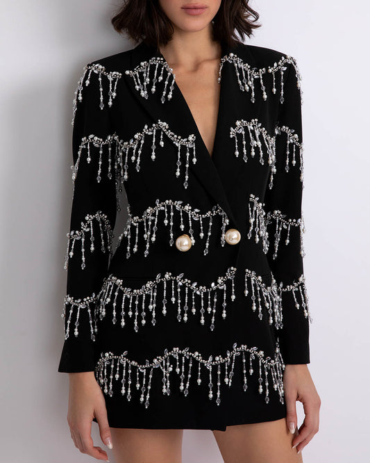 Hand-Beaded Blazer Mini Dress (RUNWAY)