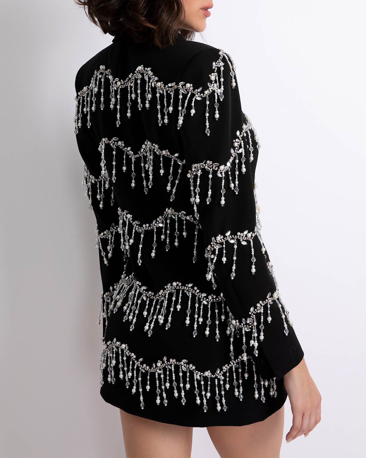 Hand-Beaded Blazer Mini Dress