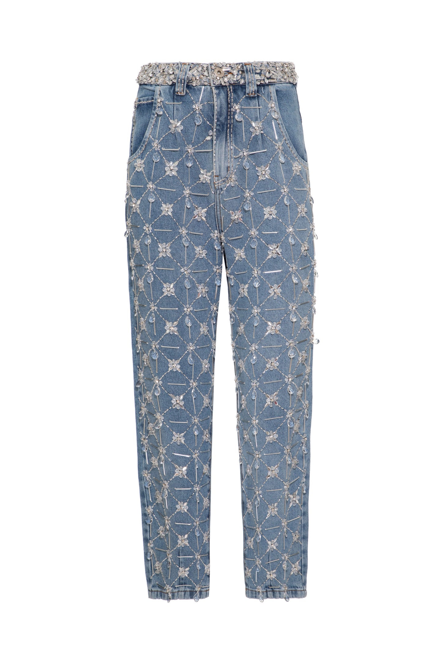 Hand-Beaded High-Waisted Jean