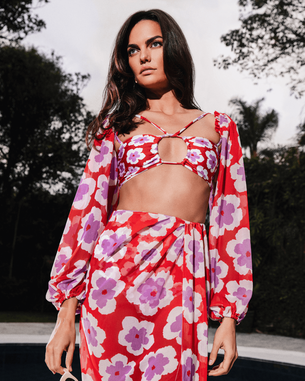 WINDFLOWER LONG SLEEVE CROPPED TOP