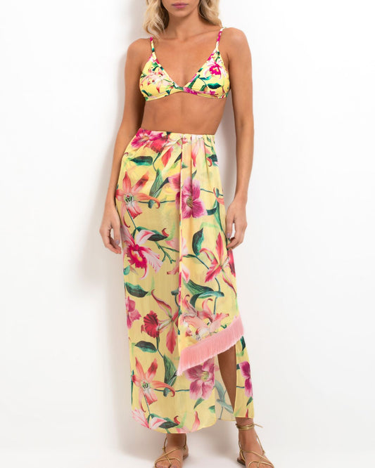 Laelia Fringe Trim Beach Skirt (FINAL SALE)