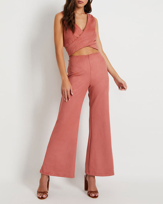 Faux Suede Flared Pant