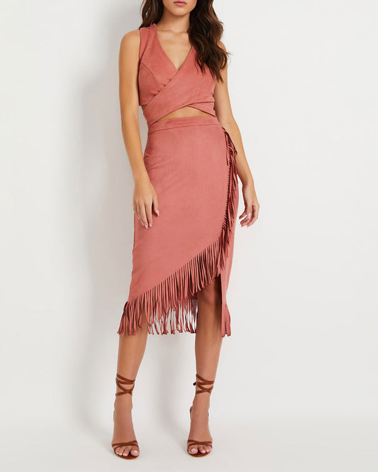 Faux Suede Fringe Skirt (FINAL SALE)
