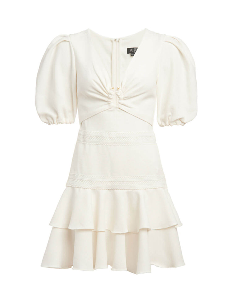 Lace Trim Puff Sleeve Mini Dress (FINAL SALE)