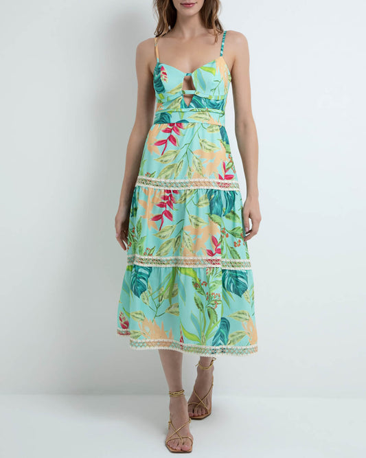 TROPICALIA JUTE TRIM MIDI DRESS (FINAL SALE)