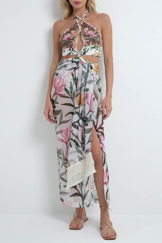 Jasmine Fringe Trim Beach Skirt (FINAL SALE)