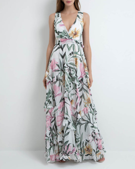 Jasmine Sleeveless Ruffle Maxi Dress (FINAL SALE)