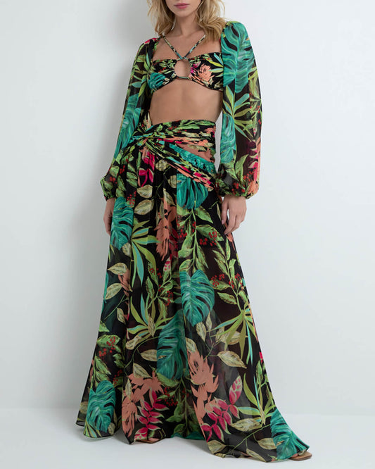 TROPICALIA STRETCH CROPPED TOP